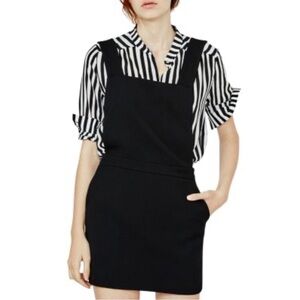 Maje Rouky apron Mini dress Sleeveless Classic black size 2